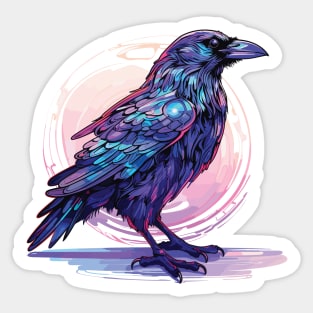 Holographic Raven Halloween Design Sticker